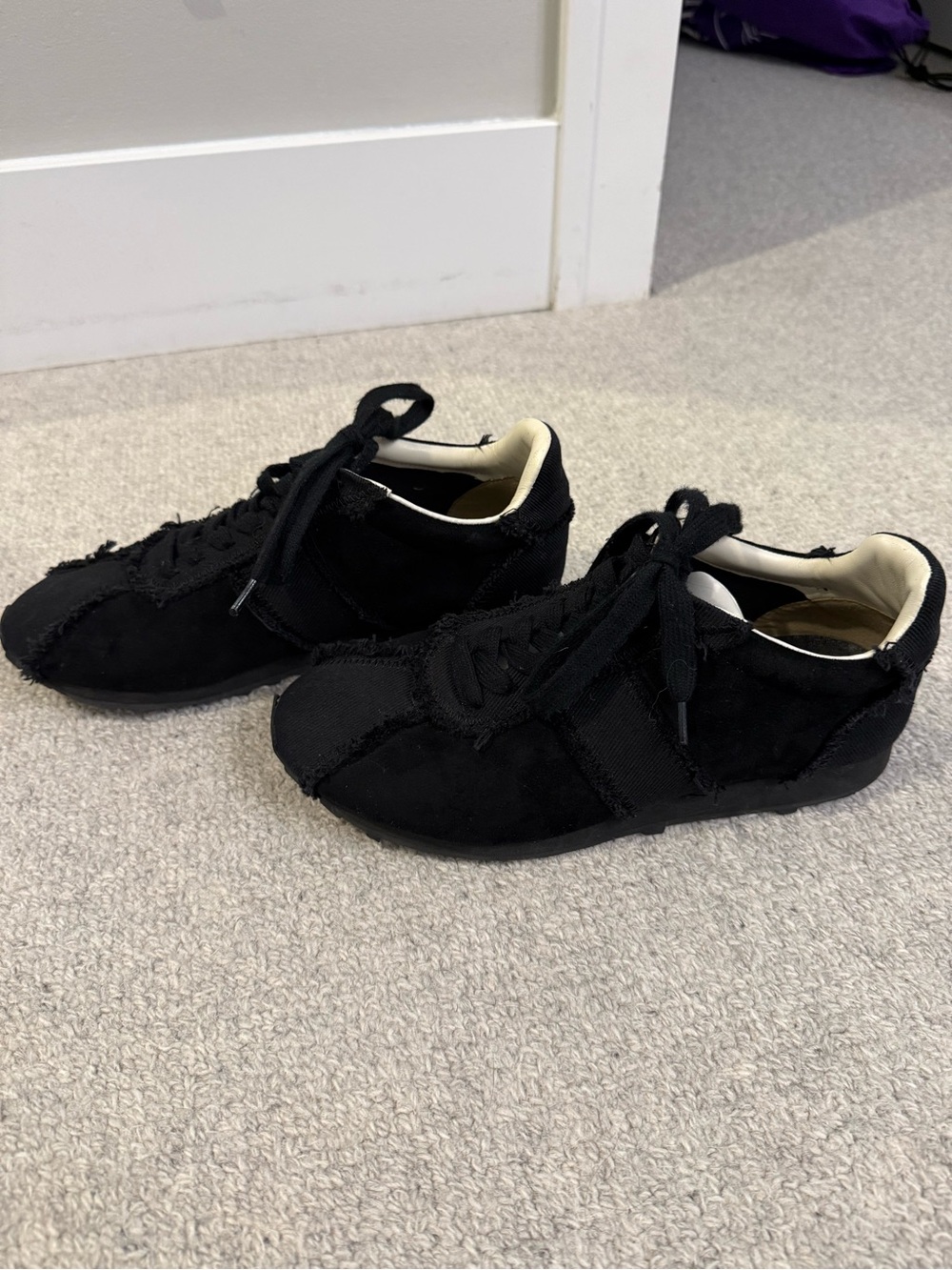 The Row Black Frayed Lace-Up Women's Mica Sneakers - Picture 2 of 4